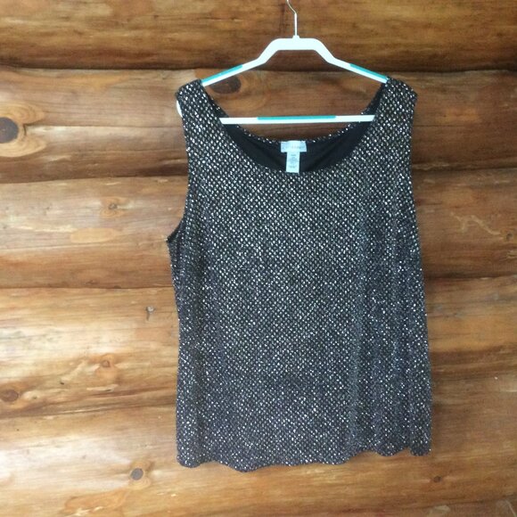 Catherines Black w/Gold & Silver Shimmer Metallic Tank & Cardigan Set Size 24W - Picture 2 of 8